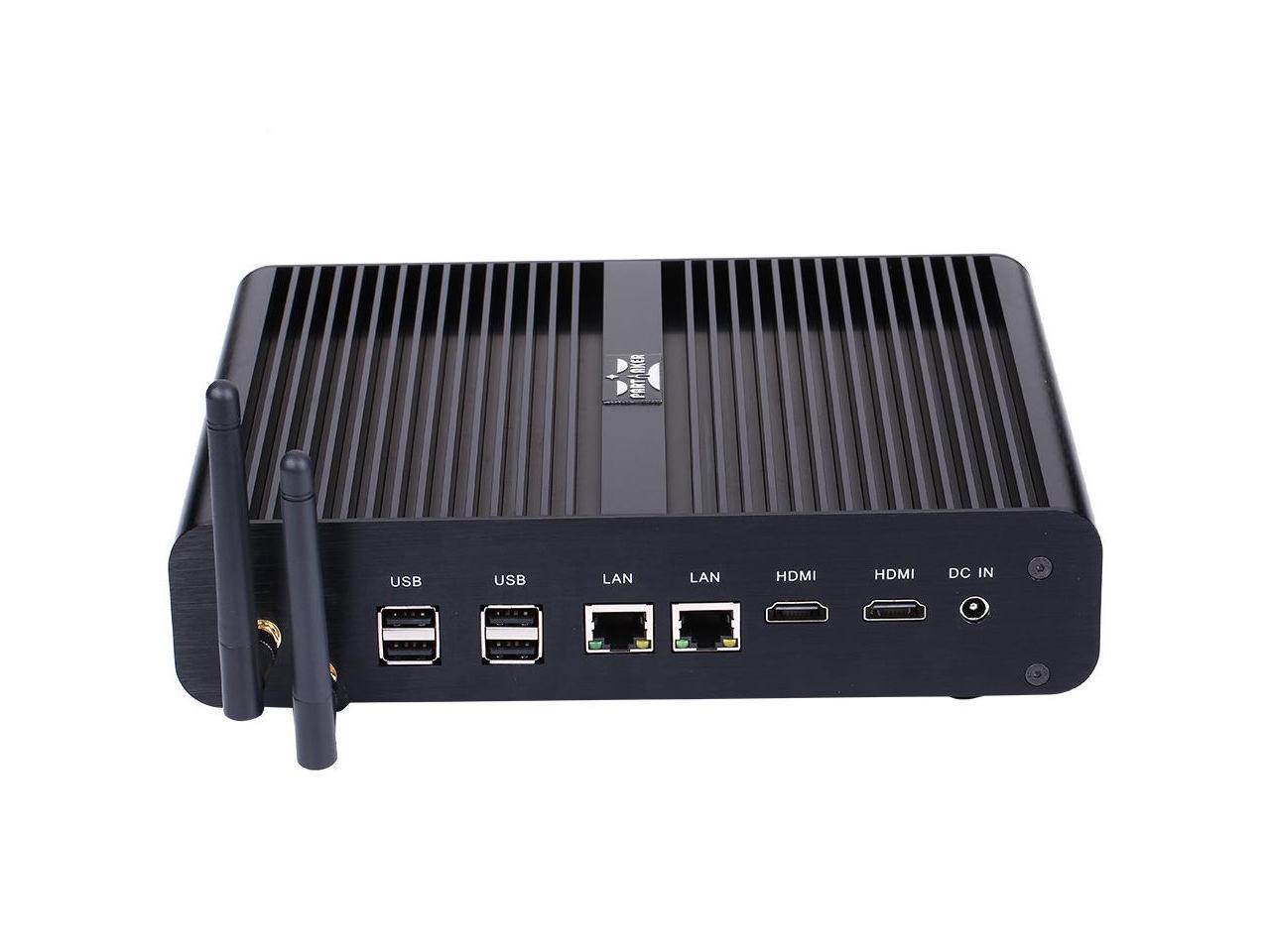 Desktop Computer Fanless Mini PC,with Windows 10 Pro/Linux Ubuntu,Intel Core I7 5500U,(Black),[Partaker B2],[Dual Band WiFi/2HDMI/4USB3.0/4USB2.0/2LAN/1Optical/1SDReader],(8G RAM/512G SSD)